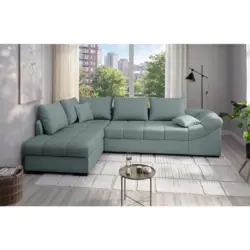 Eckschlafsofa Alvito in Chenille Mintgr&uuml;n