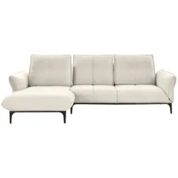 Ecksofa in Echtleder Wei&szlig; 182/277 cm