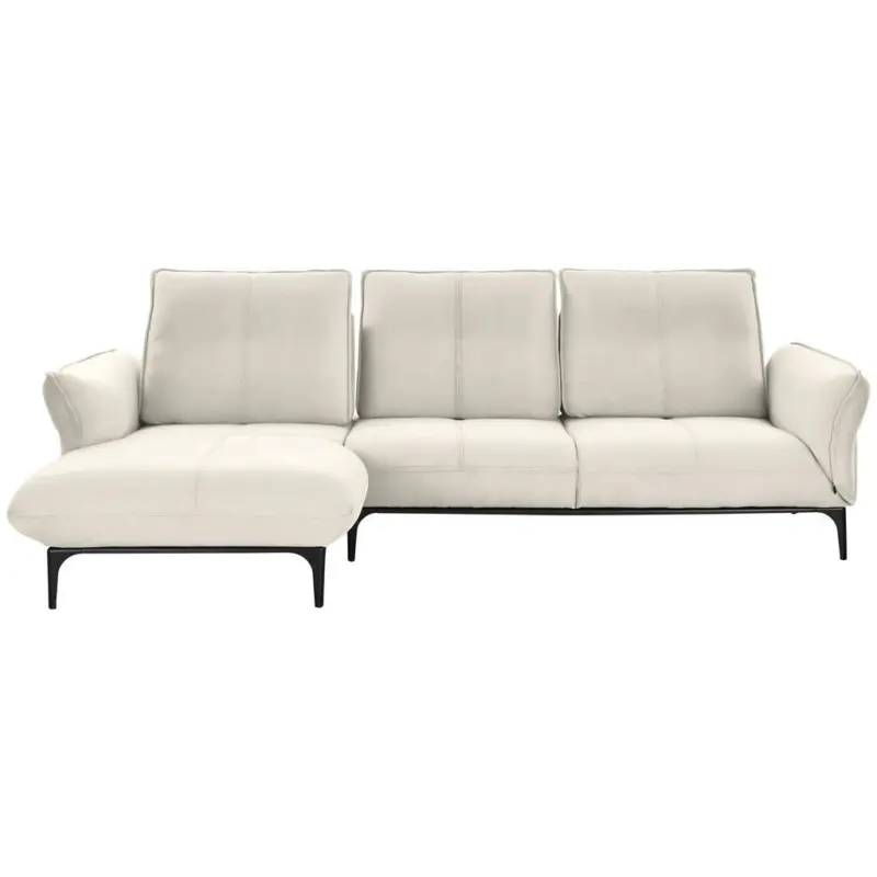 Ecksofa in Echtleder Wei&szlig; 182/277 cm