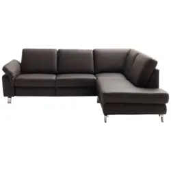 Ecksofa in Echtleder Dunkelbraun 271/200 cm