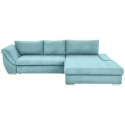 Ecksofa in Flachgewebe T&uuml;rkis 306/174 cm