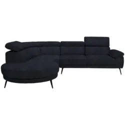 Ecksofa in Velours Dunkelgrau 264/299 cm