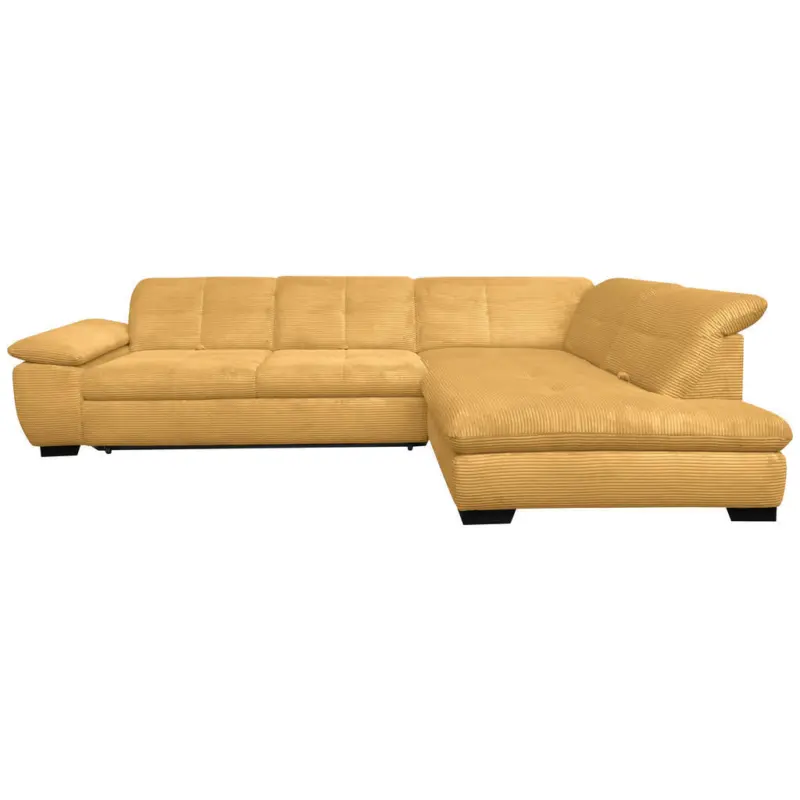 Ecksofa in Cord Currygelb 313/242 cm
