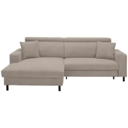 Ecksofa in Flachgewebe Graubraun 166/262 cm