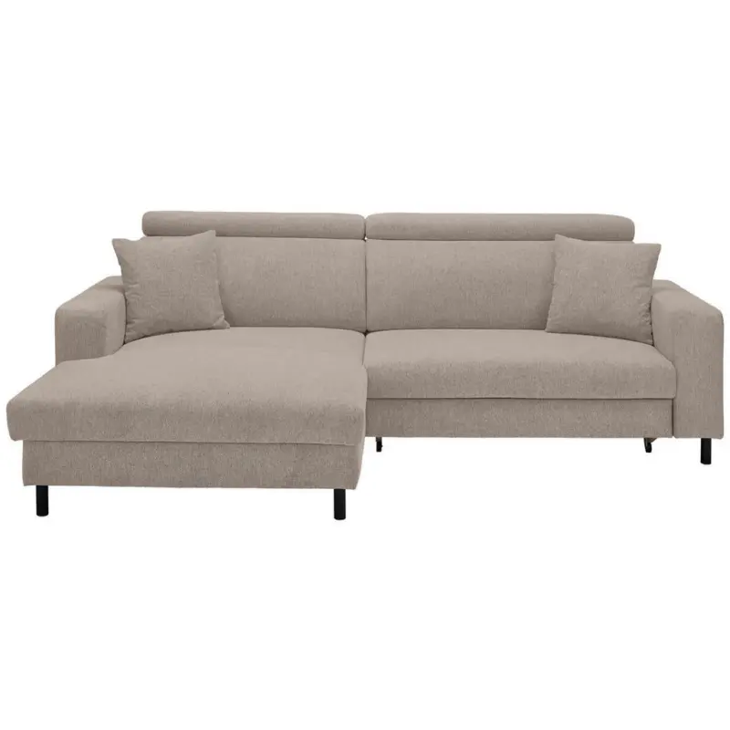 Ecksofa in Flachgewebe Graubraun 166/262 cm