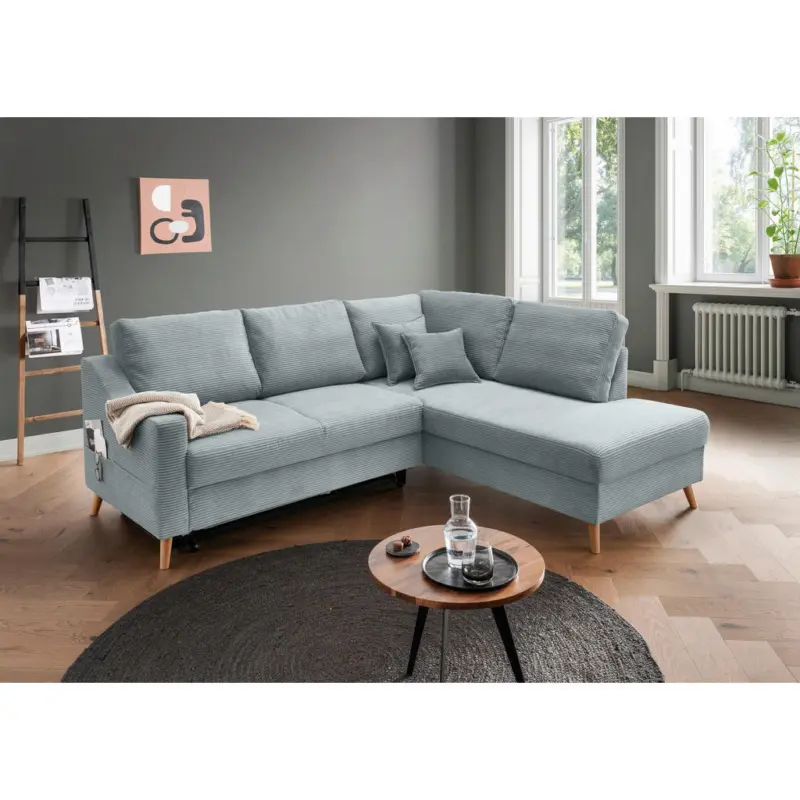 Ecksofa Valentina in Cord Hellblau