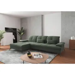 Ecksofa in Flachgewebe Gr&uuml;n 185/279 cm