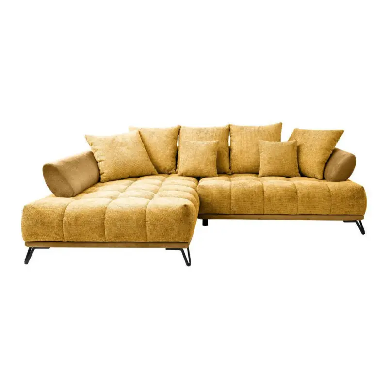 Ecksofa in Chenille Currygelb 184/262 cm