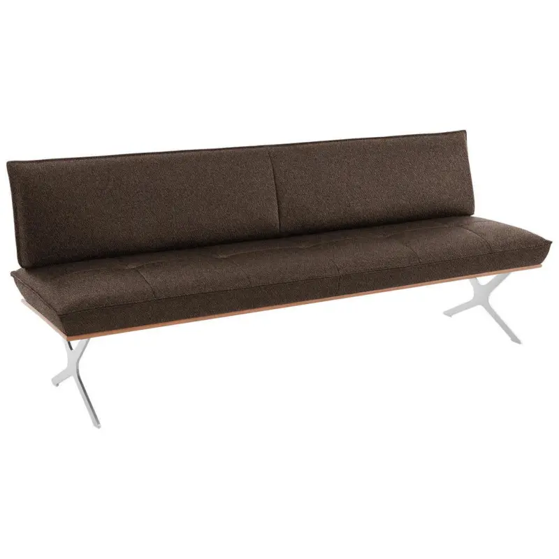 Sitzbank 214/88/66 cm in Braun, Nussbaumfarben, Nickelfarben