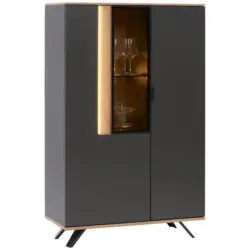 Highboard Anthrazit, Eichefarben 92,9/136,6/42 cm