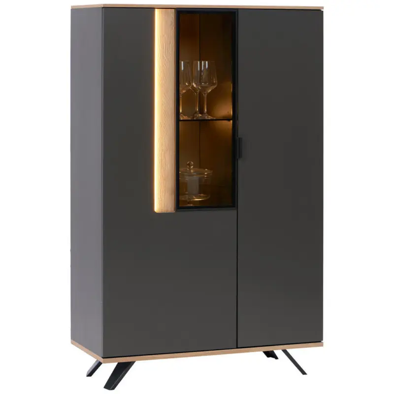 Highboard Anthrazit, Eichefarben 92,9/136,6/42 cm