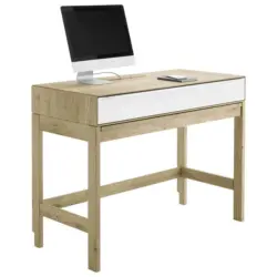 Schreibtisch 122/58,3/93,4 cm in Wei&szlig;, Eiche Bianco