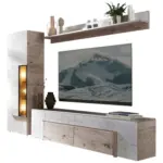 XXXLutz Lauterach - Ihr M&ouml;belhaus bei Bregenz Wohnwand 3-teilig in Wei&szlig;, Eichefarben 288/194/44,6 cm