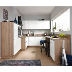 K&uuml;chenleerblock in Wei&szlig;, Eichefarben