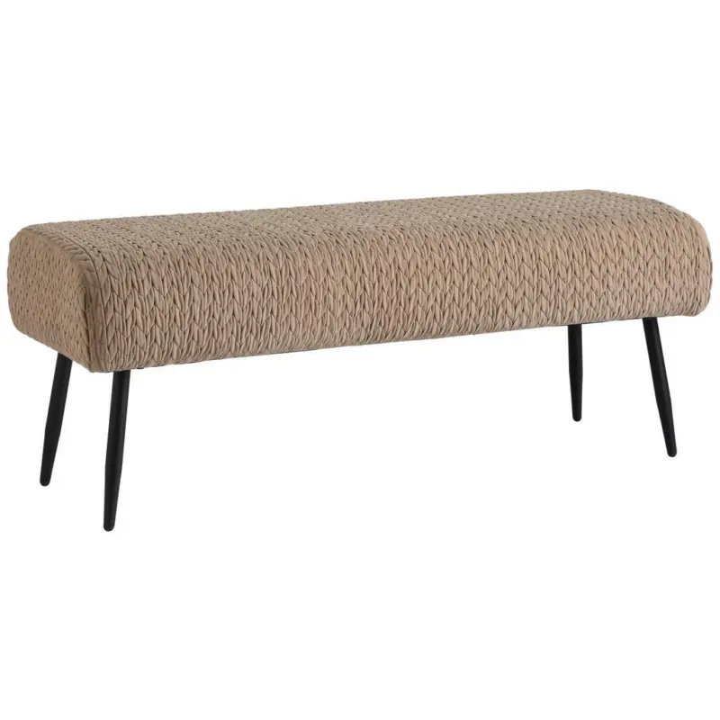 Hockerbank in Metall, Textil, Holzwerkstoff Hellbraun