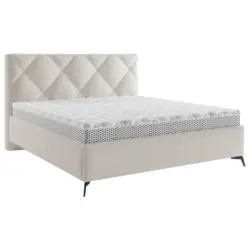 Polsterbett gepolstertes Kopfteil, Lattenrost Creme 140/200 cm