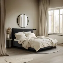 Polsterbett gepolstertes Kopfteil, Lattenrost, Bettkasten Anthrazit 160/200 cm