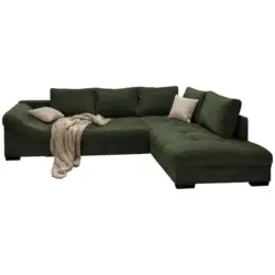 Ecksofa in Cord Dunkelgr&uuml;n 298/202 cm