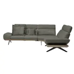Ecksofa in Flachgewebe Graubraun 270/239 cm
