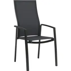 Stapelsessel in Metall, Textil Anthrazit, Grau