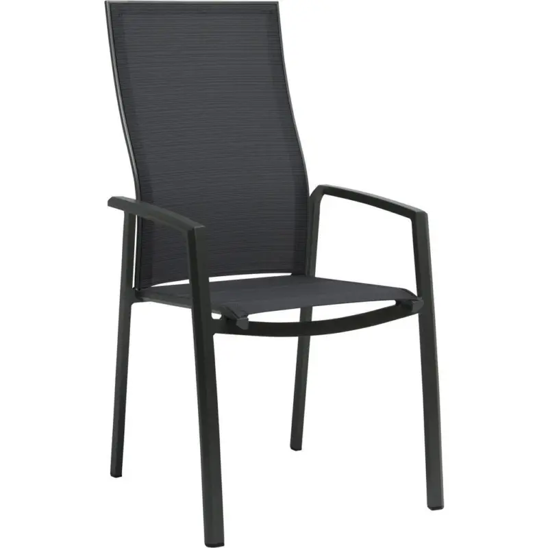 Stapelsessel in Metall, Textil Anthrazit, Grau