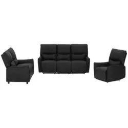 Sitzgarnitur in Echtleder Schwarz