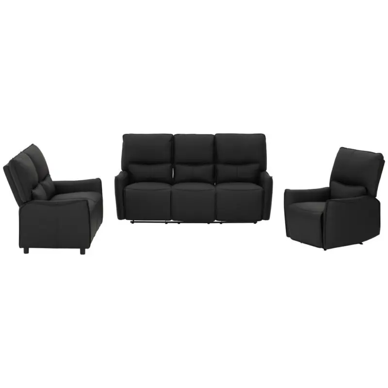 Sitzgarnitur in Echtleder Schwarz