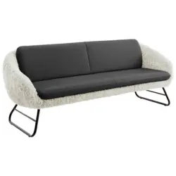 Sitzbank 219/87/78 cm in Dunkelblau, Beige