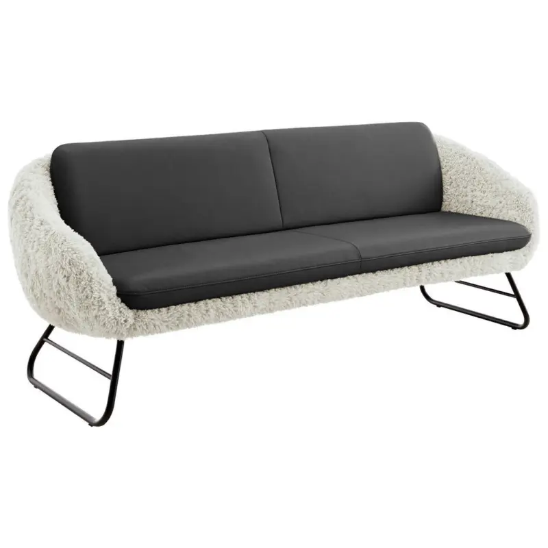 Sitzbank 219/87/78 cm in Dunkelblau, Beige