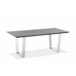 Gartentisch Kunststoff Grau, Edelstahlfarben rechteckig