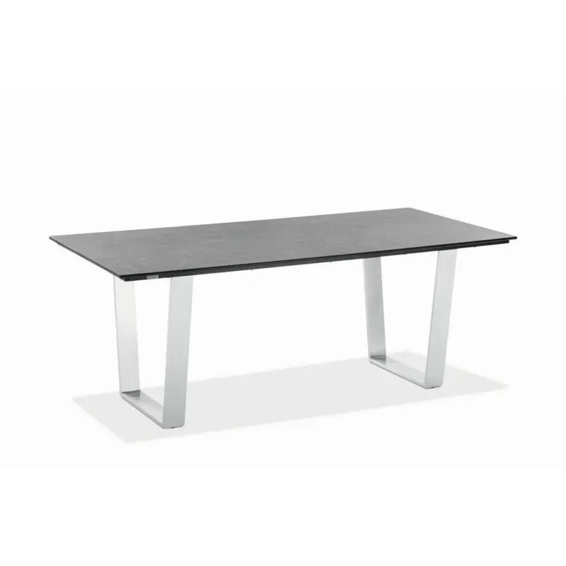 Gartentisch Kunststoff Grau, Edelstahlfarben rechteckig