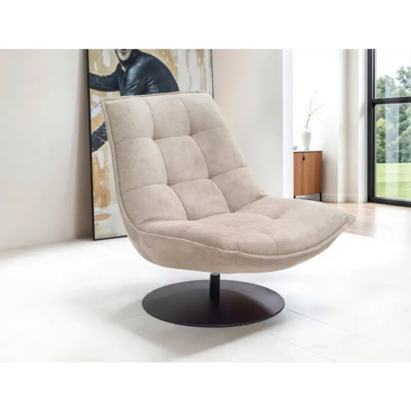 Sessel in Velours, Struktur Sandfarben