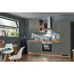 K&uuml;chenblock 280 cm in Anthrazit, Eichefarben