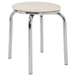 Stapelhocker in Metall, Kunststoff Wei&szlig;, Chromfarben