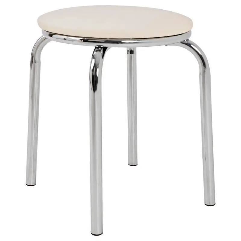 Stapelhocker in Metall, Kunststoff Wei&szlig;, Chromfarben