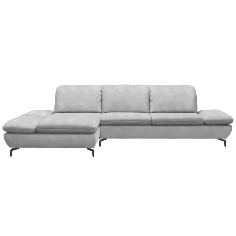 Ecksofa in Flachgewebe Hellgrau 200/315 cm