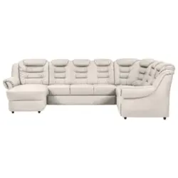 Wohnlandschaft in Lederlook Wei&szlig;