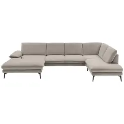 Wohnlandschaft in Webstoff Hellbraun