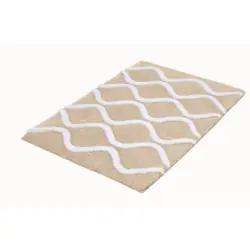 Badteppich Wei&szlig;, Beige 70/120 cm