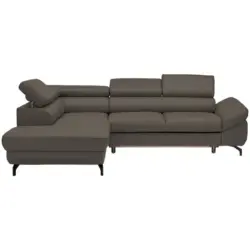 Ecksofa in Echtleder Graubraun 220/270 cm