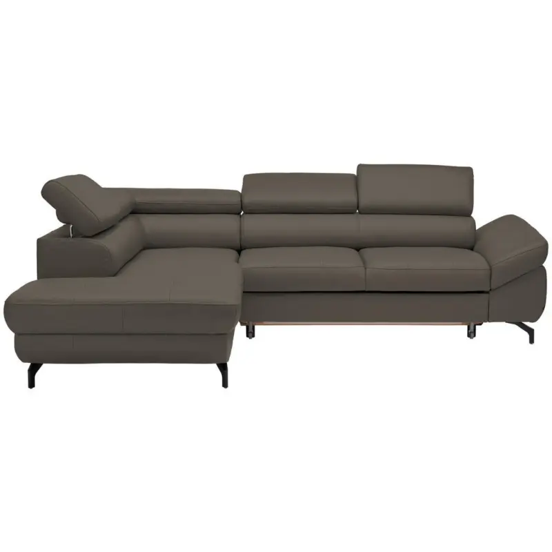 Ecksofa in Echtleder Graubraun 220/270 cm