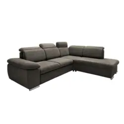 Ecksofa in Mikrofaser Dunkelbraun