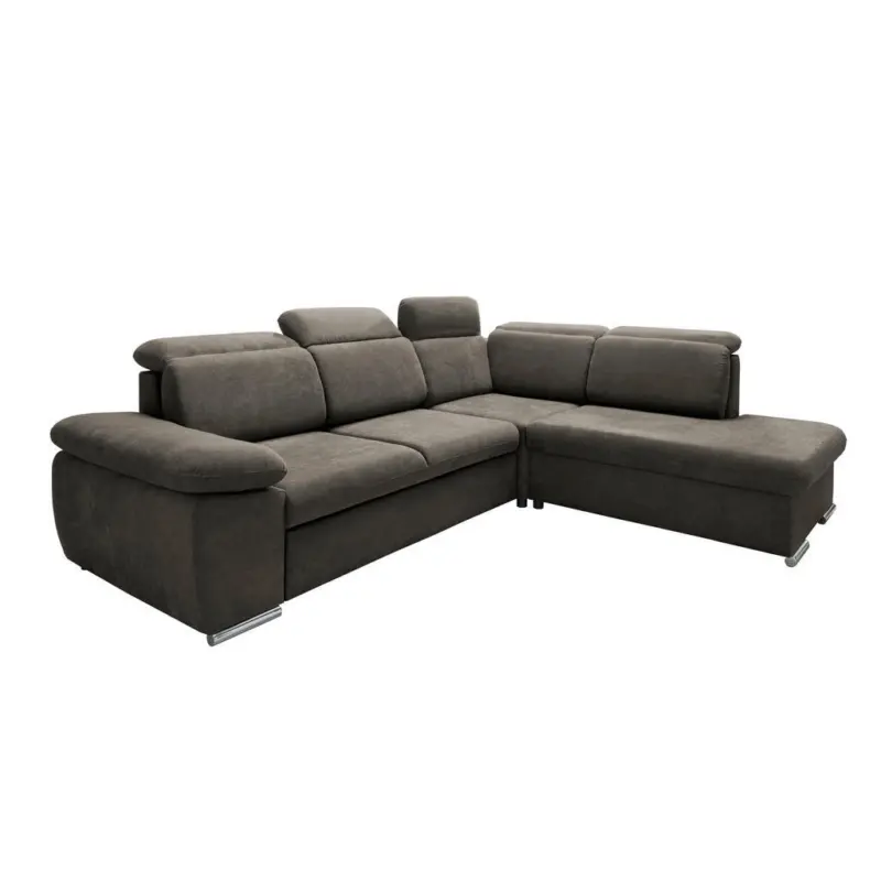 Ecksofa in Mikrofaser Dunkelbraun