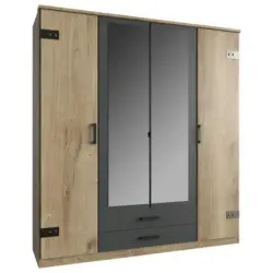 Kleiderschrank in Graphitfarben, Plankeneiche