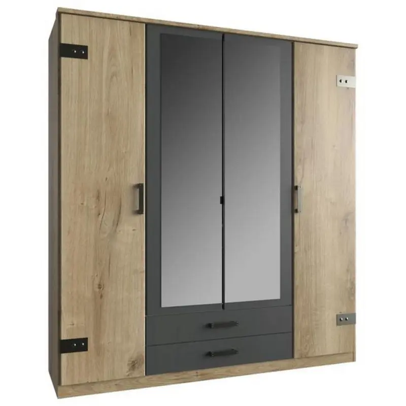 Kleiderschrank in Graphitfarben, Plankeneiche