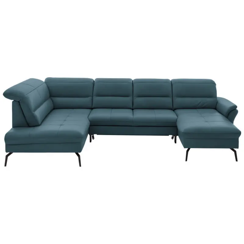 Wohnlandschaft in Echtleder Blau