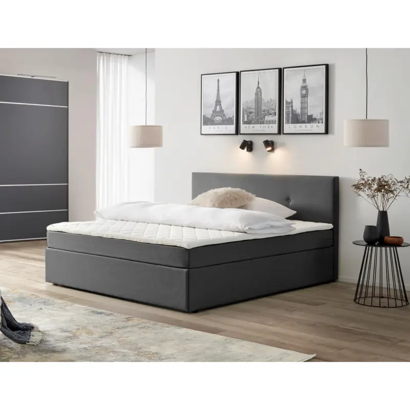 Boxbett 160/200 cm in Grau