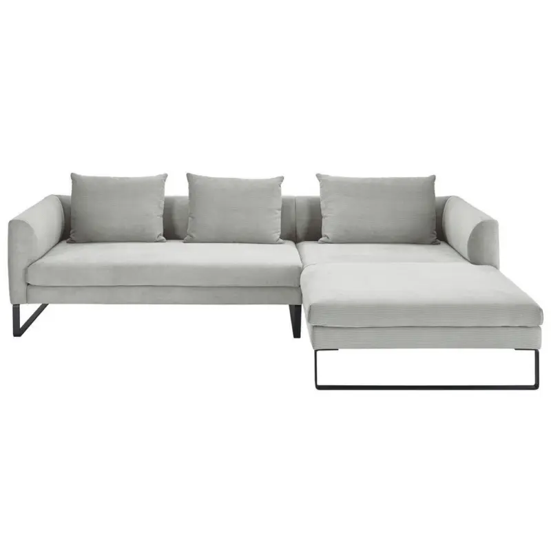 Ecksofa in Feincord Hellgrau 284/178 cm
