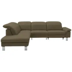 Ecksofa in Echtleder Olivgr&uuml;n 233/309 cm