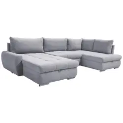 Ecksofa in Velours Hellgrau